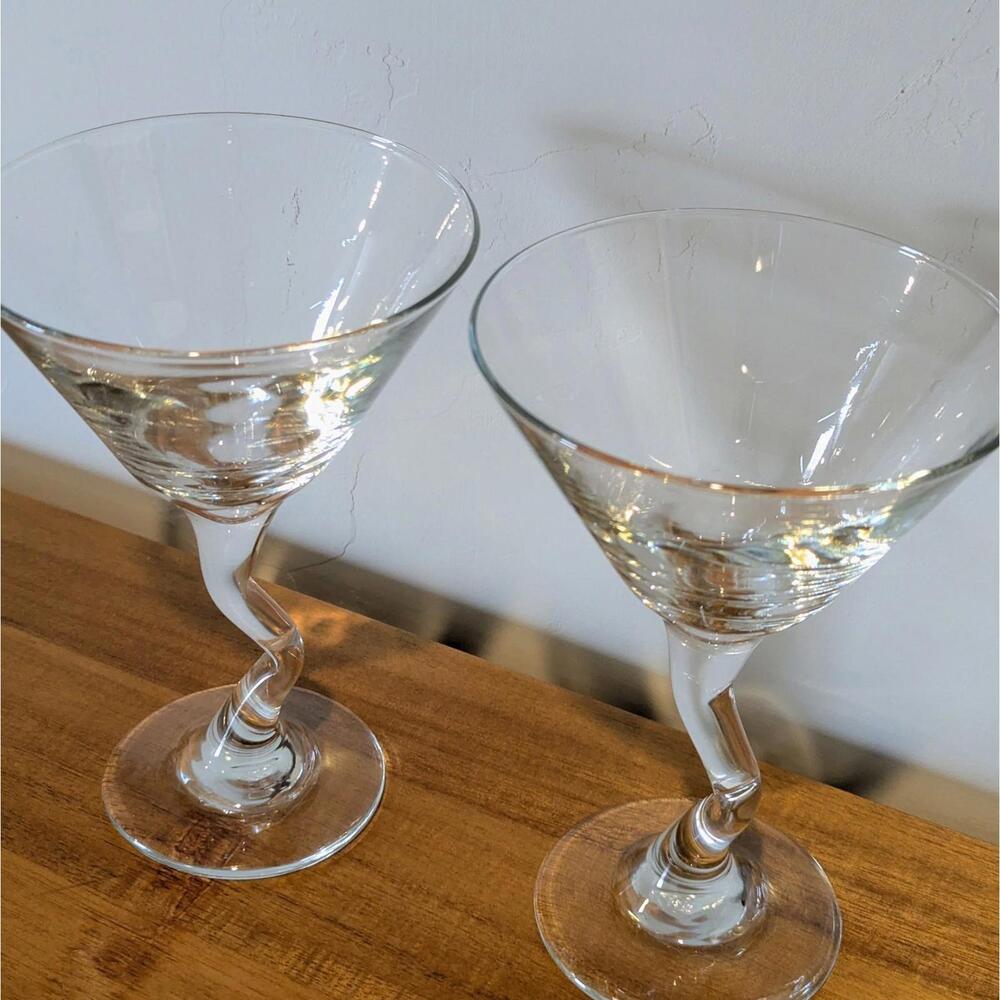 Vintage Libbey Z-stem squiggly wavy martini cocktail glasses - Picture 2 of 5